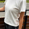 model wearing vintage white tee
