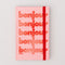 pink classic classic 17-month planner with red 'bonjour' duplicated across the front
