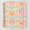 cream large 17-month planner with colorful abstract floral and pink elastic closure