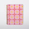 pink mini notebook with cream and yellow plaid pattern