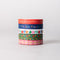 set of 5 colorful washi tape with various prints and typography