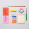 reading kit with 5 sticky flags (75 sheets each), mini highlighter, sticky notepad (75 sheets), book holder, bookmark, pencil, pen