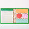 Sticky note folio open to show notes and flags in various shapes