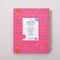 back view of pink 17-month large planner with crossword front that 'ready for anything' is circled