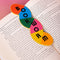 colorful worm bookmark with 'bookmark' down the front in a book