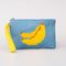 Small rattan pouch with banana design and zipper top