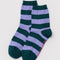 malachite and blue striped crew socks