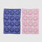 reversed side of set of two smiley hand towels: light pink/fuchsia, and dark blue/cobalt blue