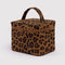 large cosmetic case with brown leopard print