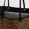 up close of leopard reversible tote bag