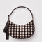 medium nylon crescent bag with brown blurred gingham print