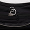 interior of black recycled leather flat crescent bag