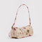 side view of nylon loaf bag with cream ground and abstract floral print