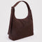 side view of coffee nylon shoulder bag