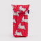 red puffy glasses sleeve with bunny print