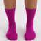 model wearing deep fuchsia crew socks