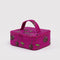 deep fuchsia small cosmetic bag with cherry print