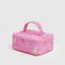 bright pink small cosmetic bag with melting gold star print