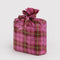 packaged set of three standard baggus: pink tartan, blue tartan and pink houndstooth