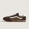 side view of two toned brown super low pro sneaker