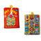 packaged yellow reusable bag with blue and red tinned can theme