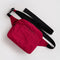 cherry red fanny pack with black strap