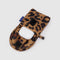 leopard puffy earbud case with earbuds inside