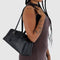 model carrying medium black recycled dome bowler bag with silver charm clasp