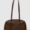 medium brown recycled dome bowler bag with silver charm clasp
