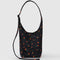 black small nylon sling bag with red painted wildflower print
