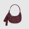 mahogany recycled leather small crescent bag with silver charm clasp