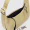 key leash of straw recycled leather small crescent bag with matching adjustable strap
