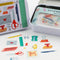 tin with sticker flakes with stationary theme