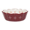 burgundy medium bowl with scalloped top and pretty dainty floral print on the inside