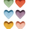 set of six solid color heart shaped pinch bowls