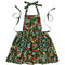 green ladybug and floral cotton apron with large front patch pockets