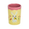 pale yellow and mauve juice glass with bunny and floral print