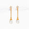 gold dangle earrings with crystal stud and pearl drop