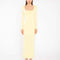 model wearing yellow square neck long sleeve knit maxi dress