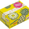 cardboard box with holographic pineapple stickers