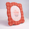 red, peach and brown plaid scalloped fabric picture frame