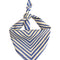 tied and folded cream square bandana with navy optical illusion print