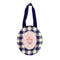 navy and cream gingham round fabric frame ornament