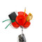 red orange mini wall hook holder with glasses, a pencil, camera, checkbook and keys inside