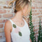 model wearing white dainty floral vintage lamp inspired hair claw