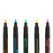 tips of set of 5 water based highlighters: pink, yellow, green, blue and orange