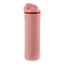 back view of mauve pink 24 oz water bottle with two straw and chug options
