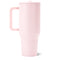 back view of light pink 40 oz large tumbler with handle