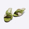 olive green and cream twist wedge sandals