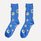 ultramarine crew socks with natural abstract floral print